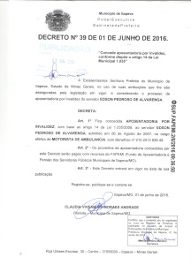 Decreto nº 39 - Edson Pedroso de Alvarenga